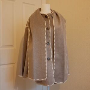 Quince Beige Cape with Ivory Detailing